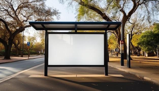 Un panneau d'affichage publicitaire dans le paysage urbain présentant des entreprises modernes avec un espace vide généré par l'IA