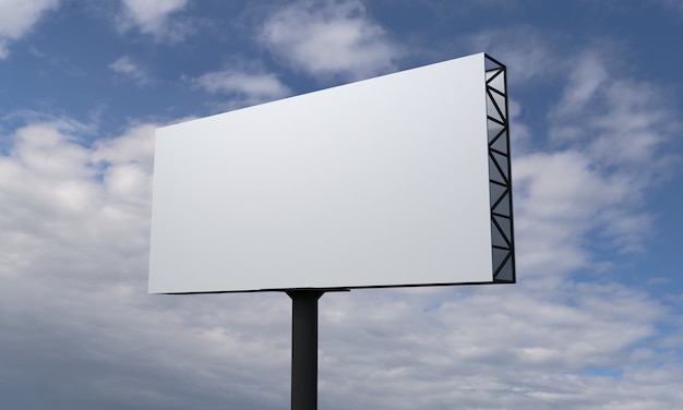 Panneau d'affichage unipolaire sur ciel bleu avec des nuages