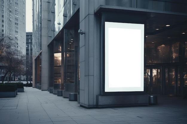 Panneau d'affichage vertical debout dans la rue de la ville Mise en page d'un panneau d'affichage blanc