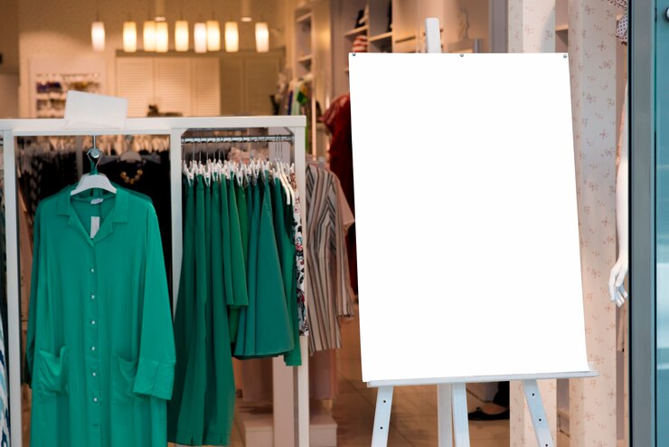 Photo panneau d'affichage vertical à l'intérieur du magasin