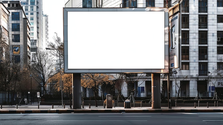 Photo un panneau d'affichage vide au milieu d'une rue urbaine sans gens