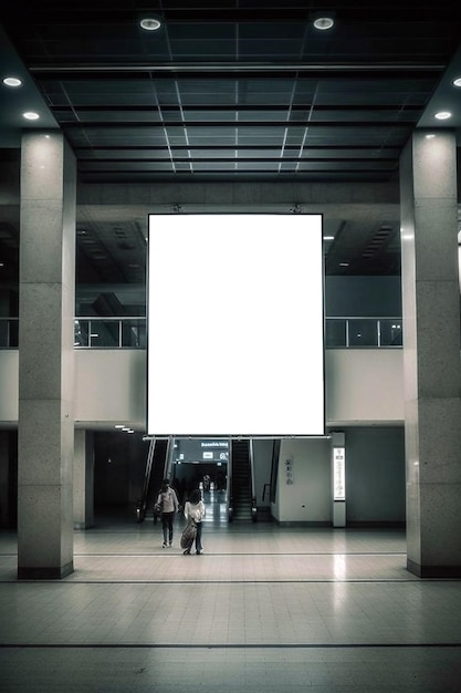 Un panneau d'affichage vide dans le couloir du centre commercial orientation verticale générative ai