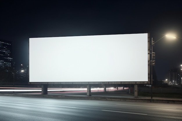 Panneau d'affichage vide dans le trafic de nuit