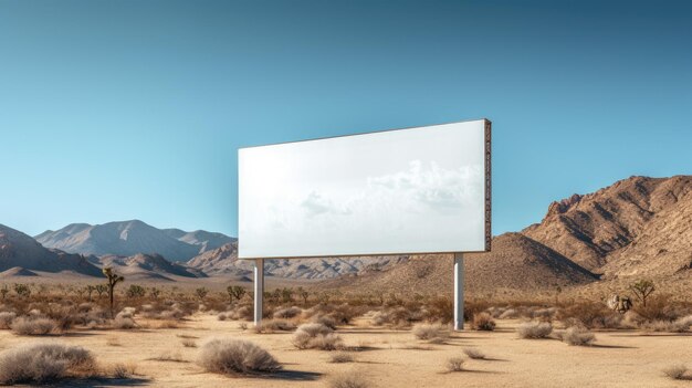 Un panneau d'affichage vide dans une vue du désert
