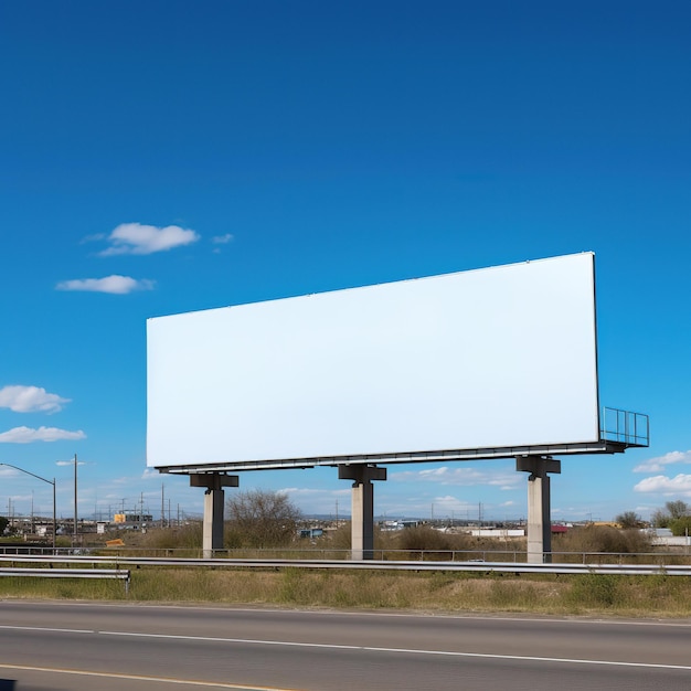 Panneau d'affichage vide sur fond de ciel bleu