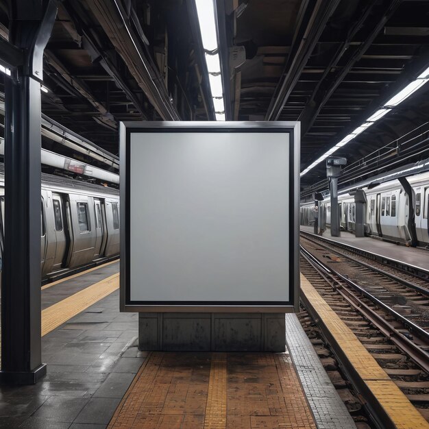 panneau d'affichage vide sur la plate-forme de la station de métro