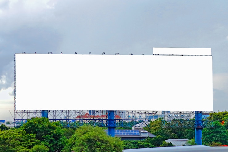 Photo panneau d'affichage vide pour l'affiche publicitaire extérieure sur l'autoroute