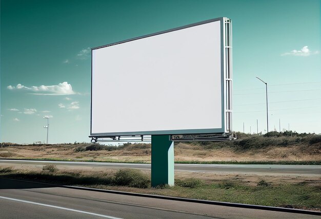 Panneau d'affichage vide sur la route avec une ville