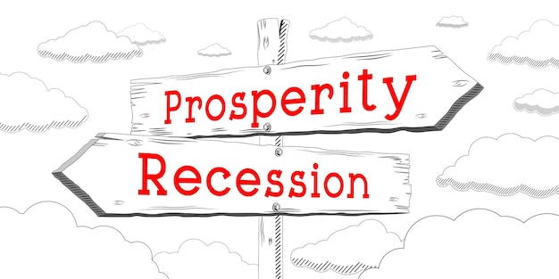 Panneau de contour de récession de prospérité avec deux flèches