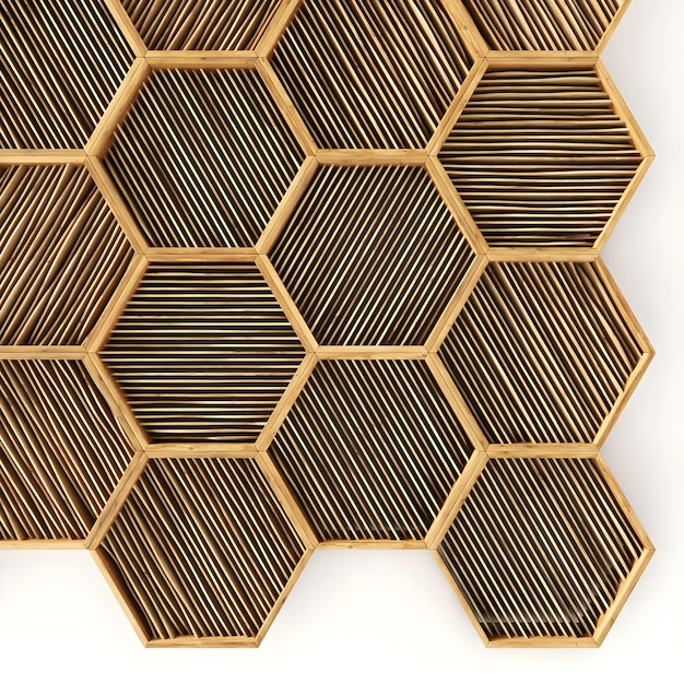 Panneau Mural 3d En Bois Hexagone Honeybee