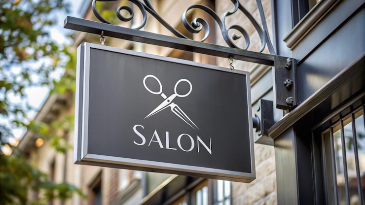 Photo un panneau noir qui dit salon de coiffure