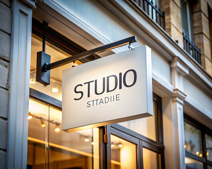 Photo un panneau pour un bâtiment qui dit studio sur lui