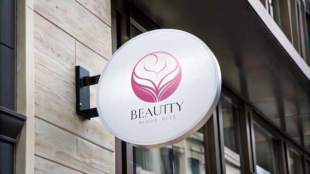 Un panneau pour la beauté de la beauté la beauté est suspendue à un bâtiment