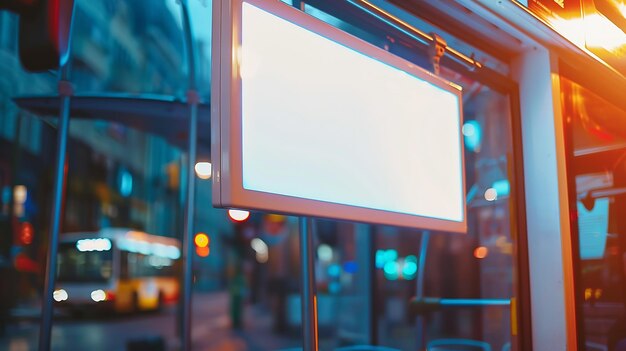 Photo un panneau publicitaire blanc à l'arrière du bus