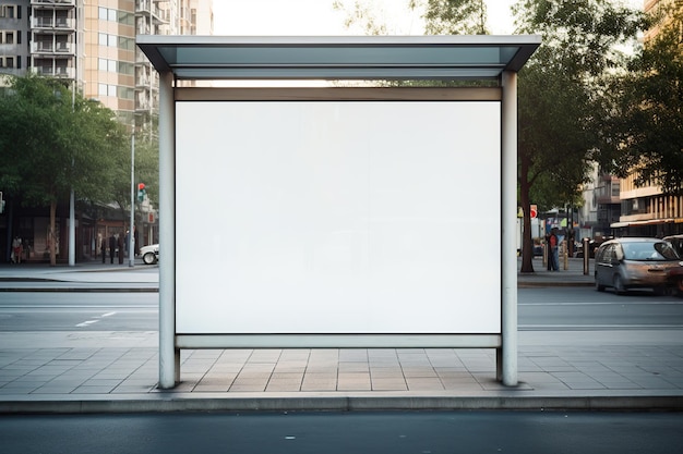 Photo un panneau publicitaire vertical blanc à la gare