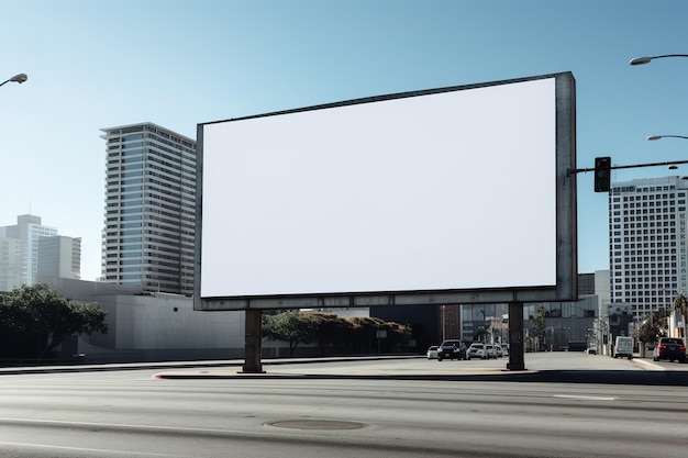 Un panneau publicitaire vide dans une rue de la ville