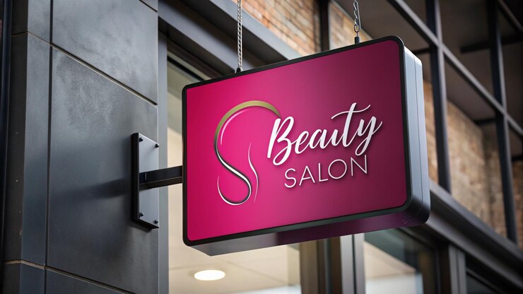 Photo un panneau rose pour le salon de beauté avec les mots salon de beauté dessus