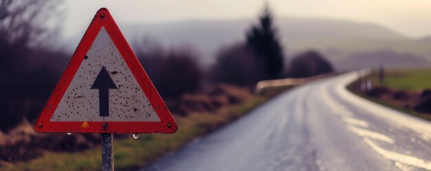 Photo un panneau rouge et blanc au bord d'une route