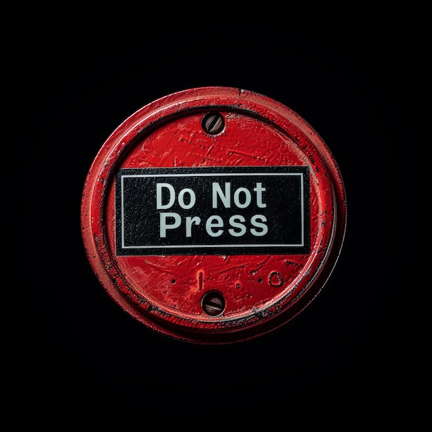 un panneau rouge " ne pas appuyer " sur un fond noir