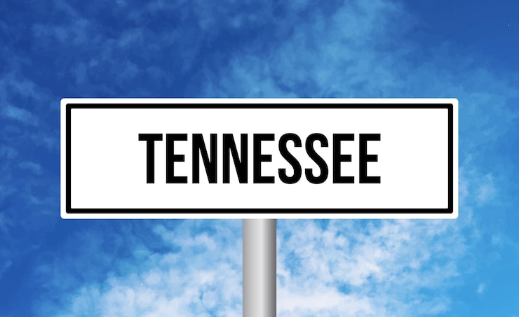 Photo un panneau routier du tennessee sur un fond bleu