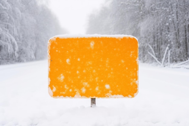 Un panneau de signalisation routière vierge avertissant des conditions de conduite hivernale sur une route