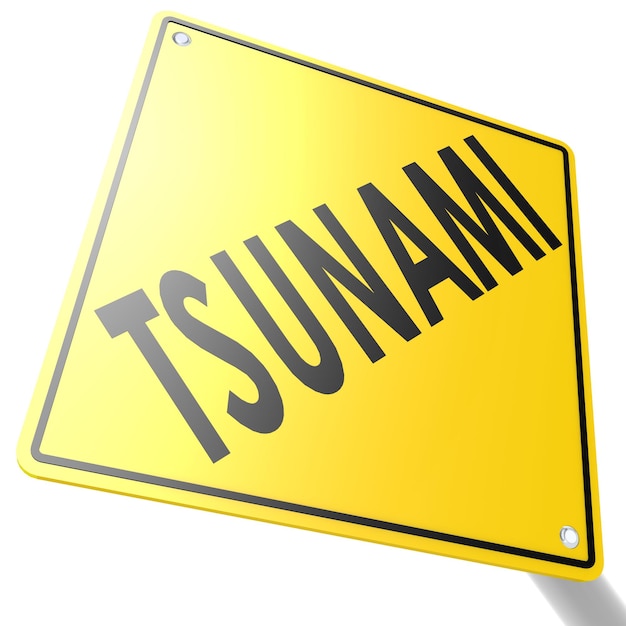 Panneau de signalisation avec tsunami