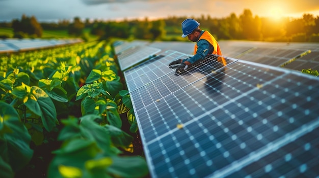 Un panneau solaire dans un champ