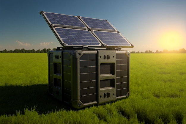 Panneau solaire portable dans les sources d'énergie alternatives sur le terrain