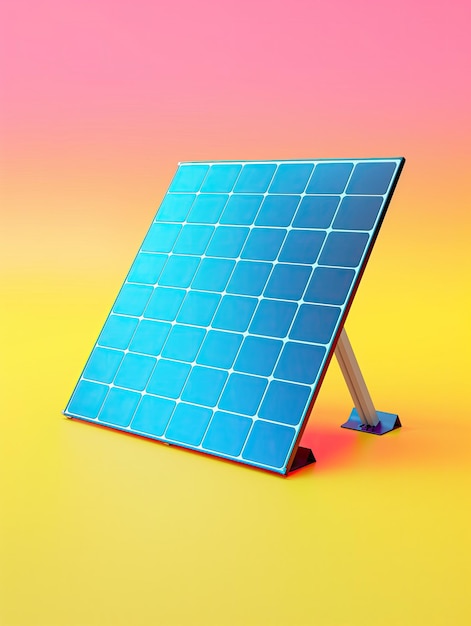 un panneau solaire avec un rectangle bleu dessus