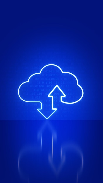 Panneau de stockage cloud Armor avec deux flèches haut et bas Centre de données cloud computing Taille verticale