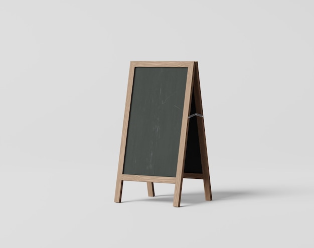 Panneau de support en bois blanc sur le tableau de fond vide signe de menu rendu 3d illustration 3d