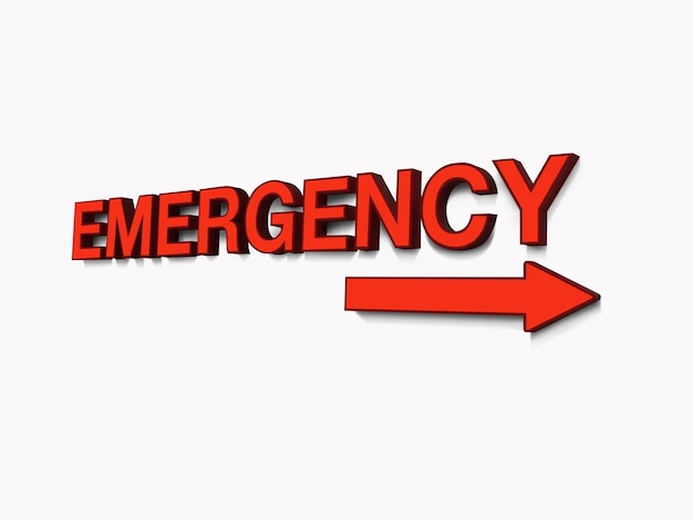 Un panneau d'urgence accident isolé sur blanc 3d illustration 3d rendu xA