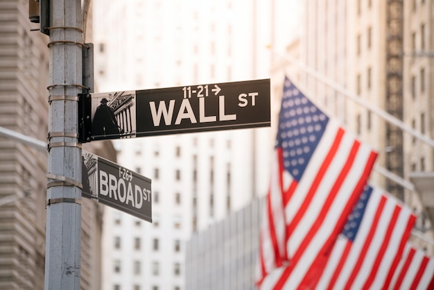 Panneau de Wall Street dans le Lower Manhattan New York, USA