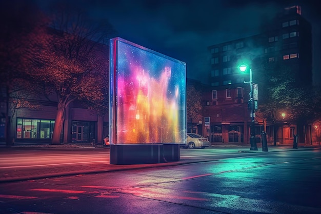 Panneaux d'affichage sur une scène de ville futuriste la nuit Art conceptuel avec une vision futuriste de la publicité
