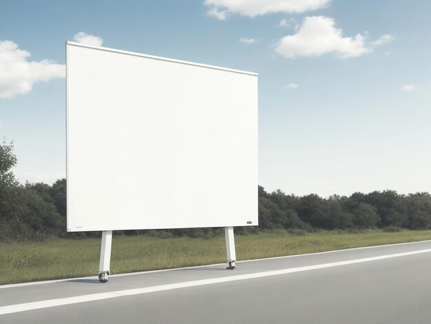 Des panneaux blancs vides près de l'autoroute