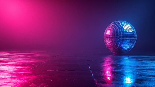 Photo des panneaux de néon brillants reflétant une balle de disco évoquant des souvenirs des pistes de danse des années 80