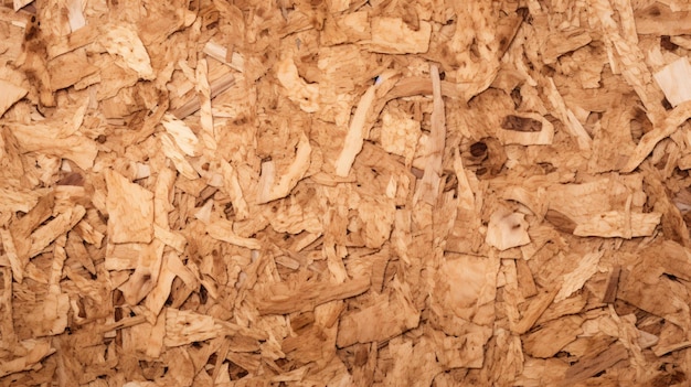 Les panneaux OSB sont fabriqués à partir de copeaux de bois bruns sablés en feuilles et collés ensemble avec de la résine