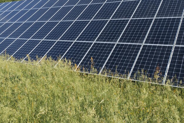 Panneaux solaires cellule solaire dans une ferme solaire avec éclairage solaire pour créer l'énergie électrique propre