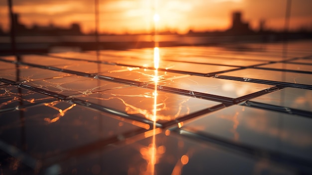 Panneaux solaires chauffés aux rayons du soleil