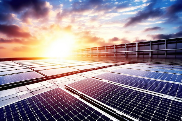 Panneaux solaires à l'extérieur concept d'énergie alternative générative ai