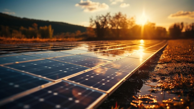 Panneaux solaires sur fond de soleil