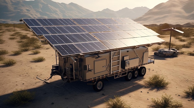 panneaux solaires mobiles dans les campagnes des expéditions fournissant des énergies avec des gadgets loin de la civilisation
