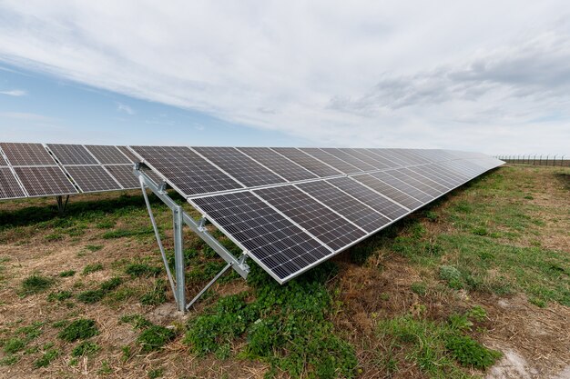 Panneaux solaires photovoltaïques sur un champ