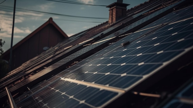 Panneaux solaires sur un toit au soleil