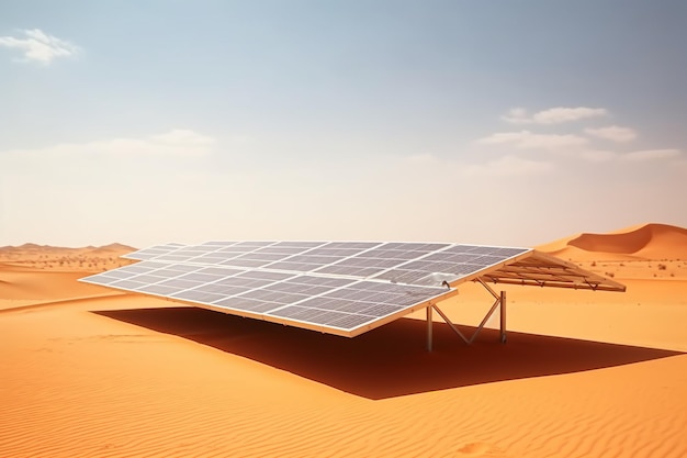 Photo des panneaux solaires sur le toit de l'énergie respectueuse de l'environnement du désert empty quarter