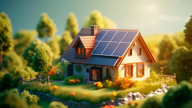 panneaux solaires sur le toit de la maison