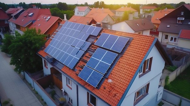 Panneaux solaires sur le toit d'une maison