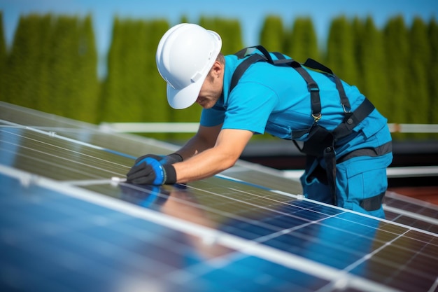 Panneaux solaires sur le toit d'une petite maison