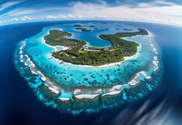 Photo panorama aérien de l'atoll baa maldives