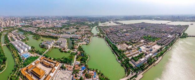 Panorama aérien de la ville antique de Dongchang à Liaocheng, province du Shandong